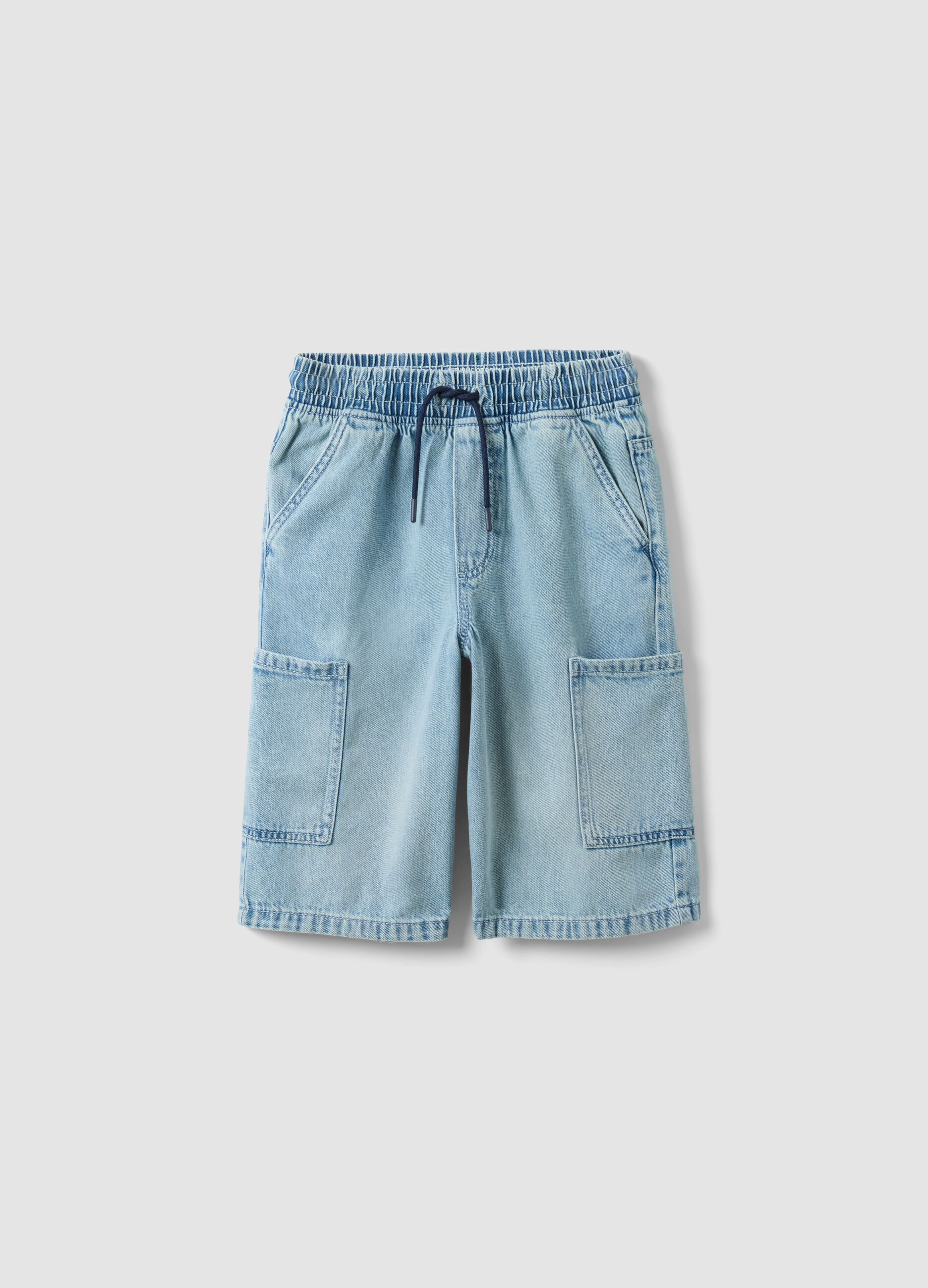 Jungen Baggy-Jeansshorts in Hellblau aus Baumwollmix, Regular Fit