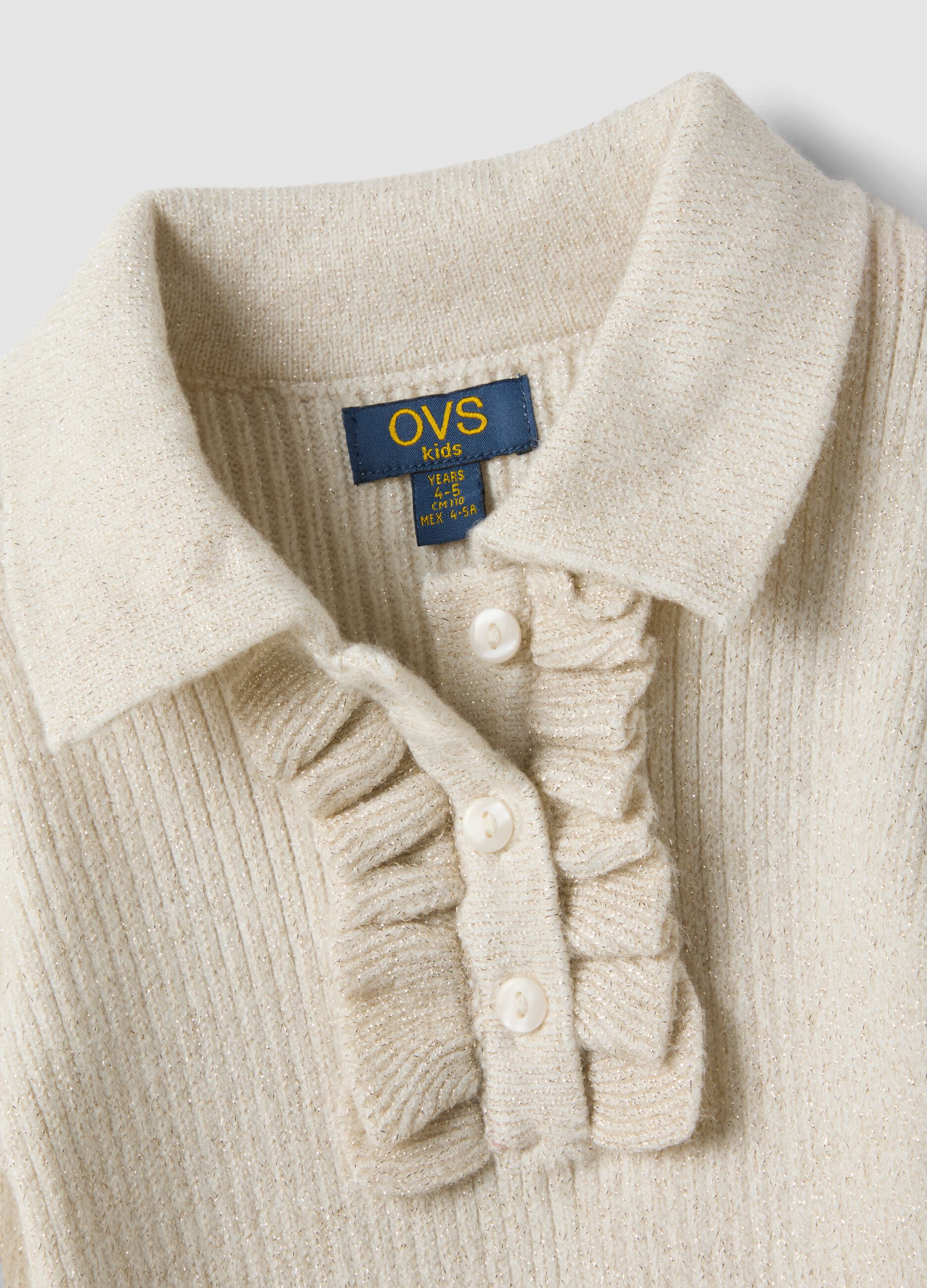 Girls&rsquo; white ribbed viscose-blend top
