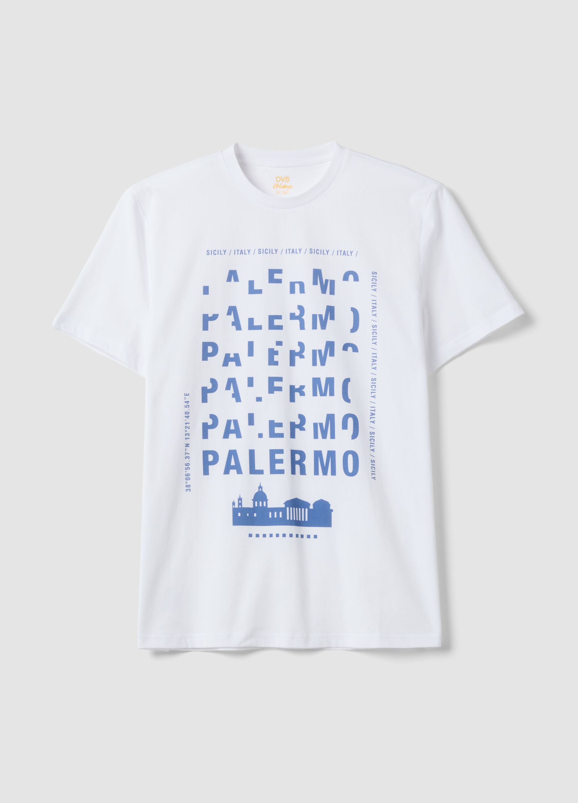Wei&szlig;es T-Shirt aus reiner Baumwolle mit Print, Regular Fit