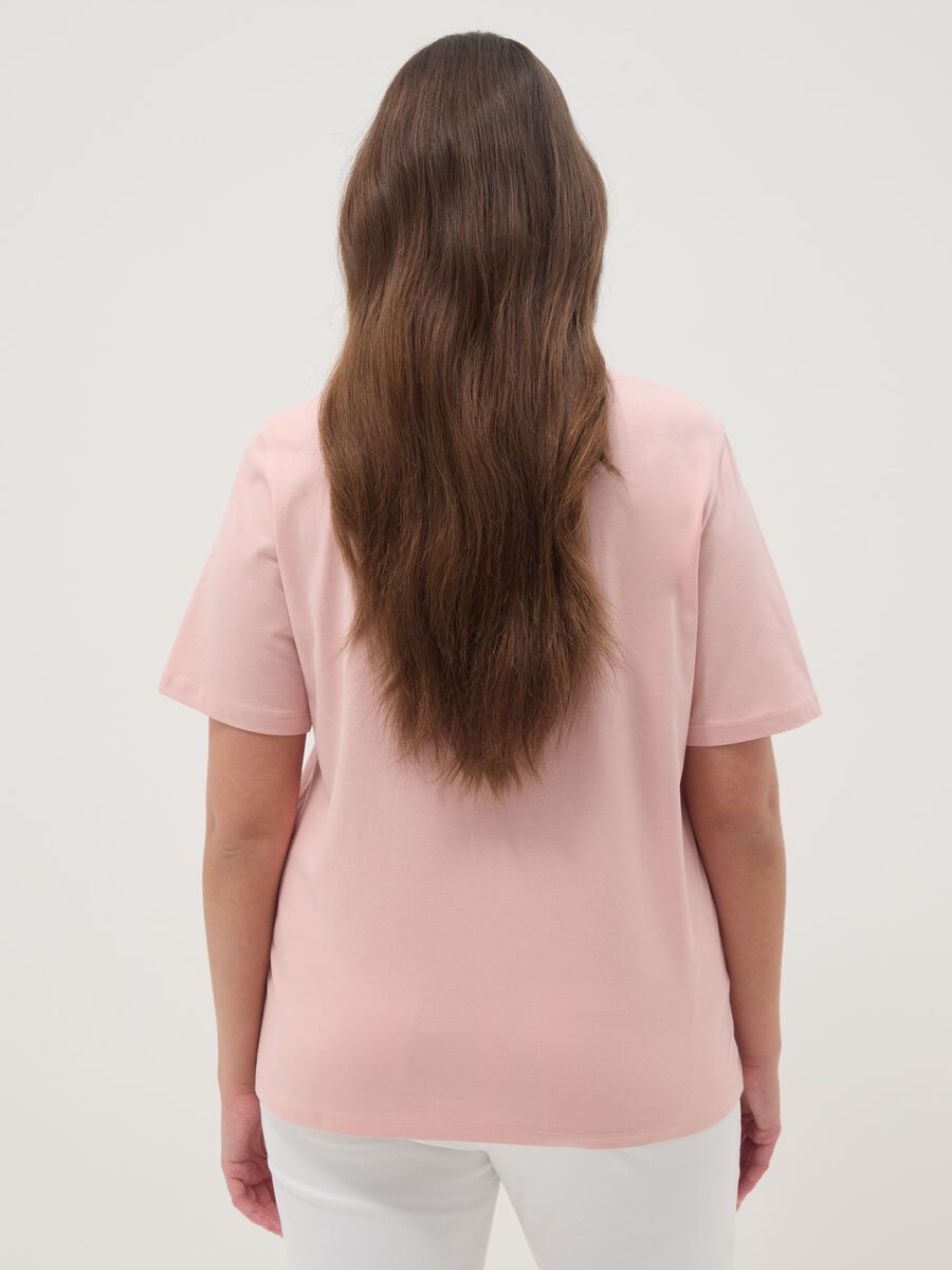 Rosa T-Shirt aus reiner Baumwolle, Regular Fit mit Druck_2
