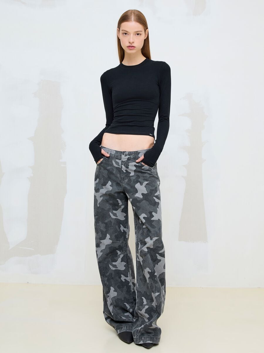 Dark Camo Wide-Leg Denim_0
