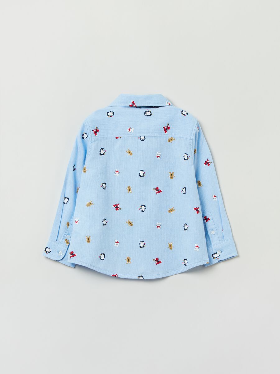 Shirt with bow tie and Christmas print_1