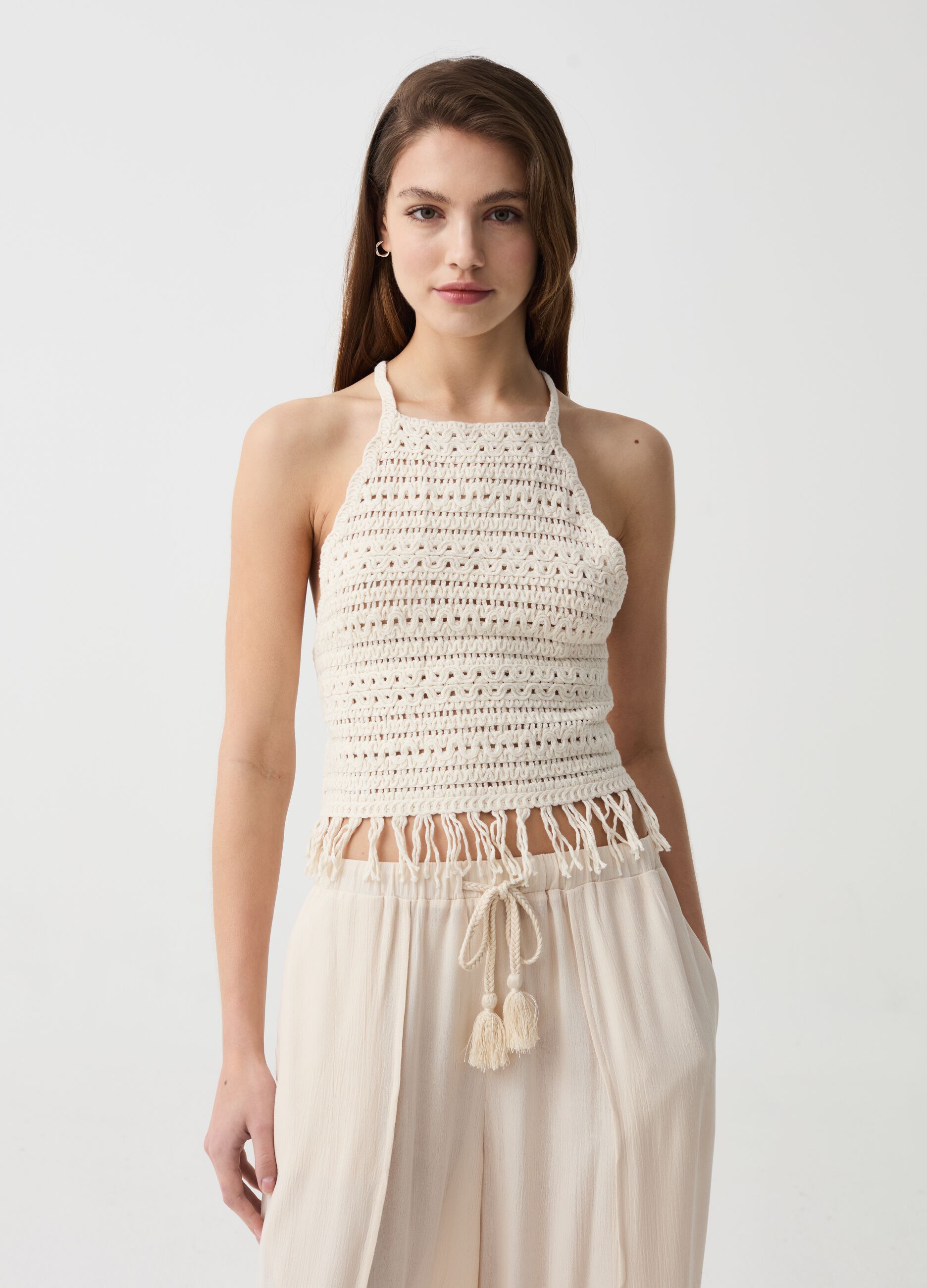 Crochet top with fringes