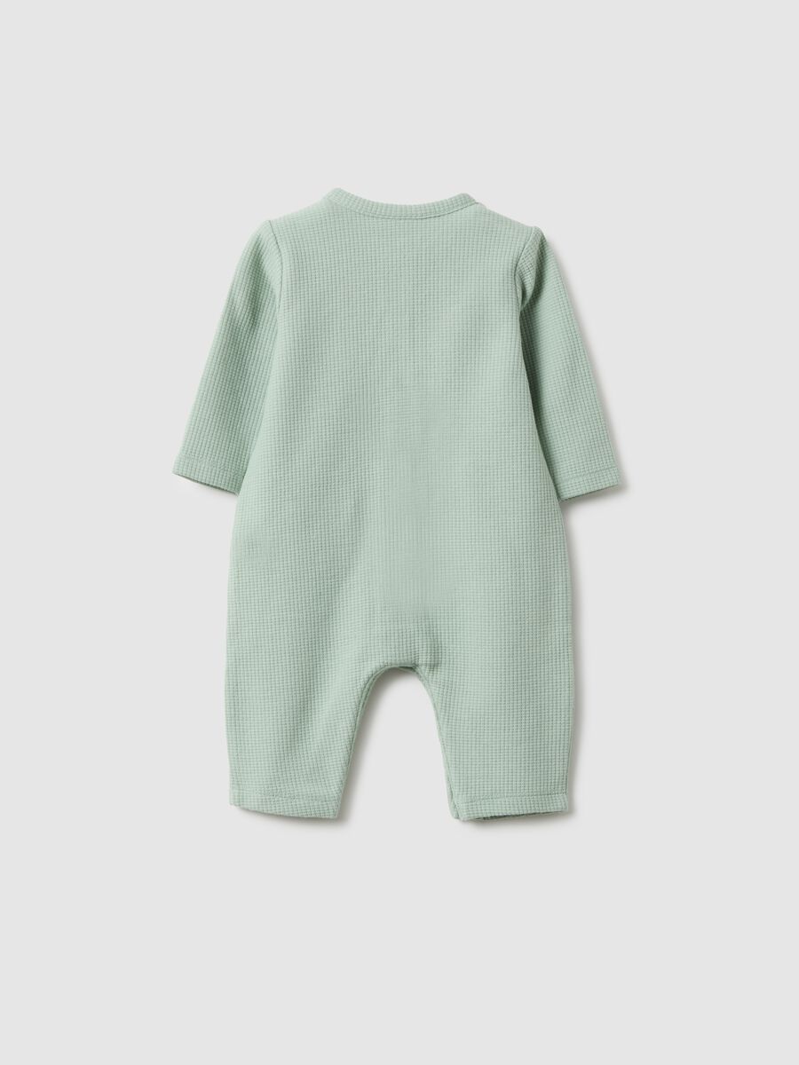 Green pure cotton baby romper with buttons_1