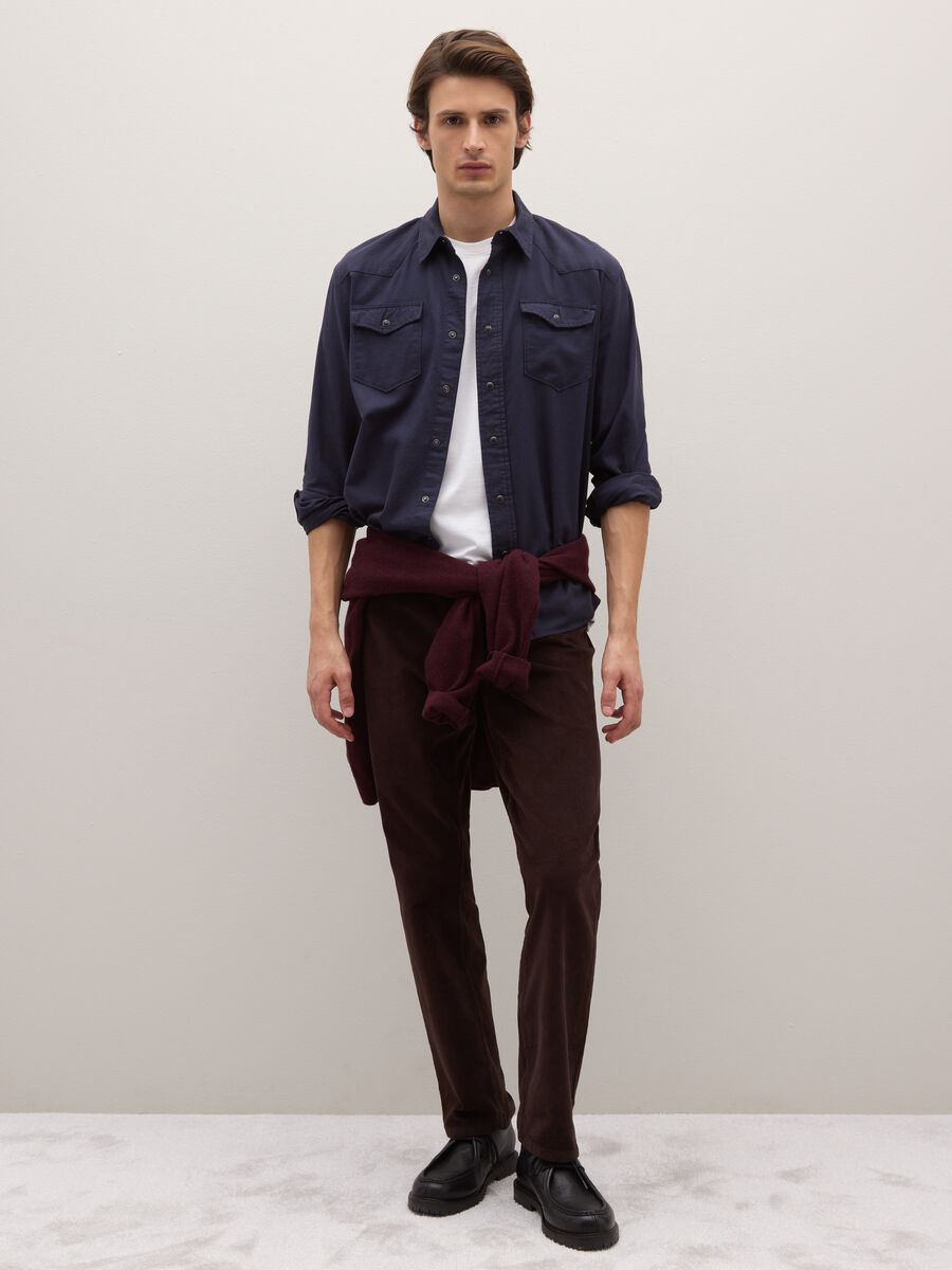 Pure cotton blue flannel shirt regular fit_2