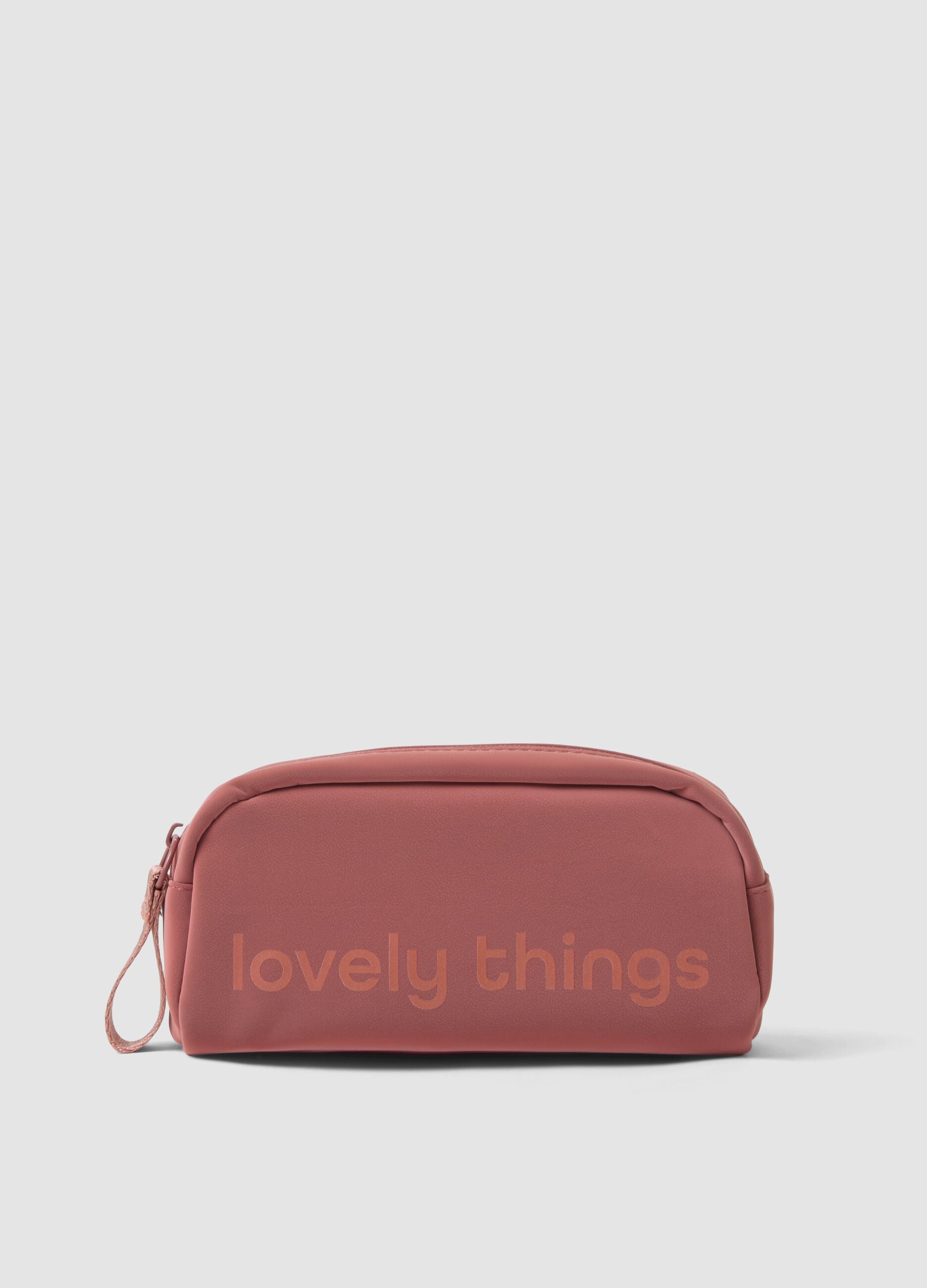 Pink zip wash bag with wrist strap
