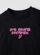 T-shirt noir en pur coton avec col c&ocirc;tel&eacute; et imprim&eacute;, coupe boxy_4