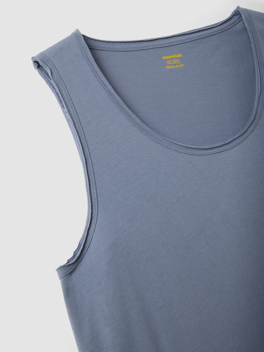 Blue pure cotton vest top_5