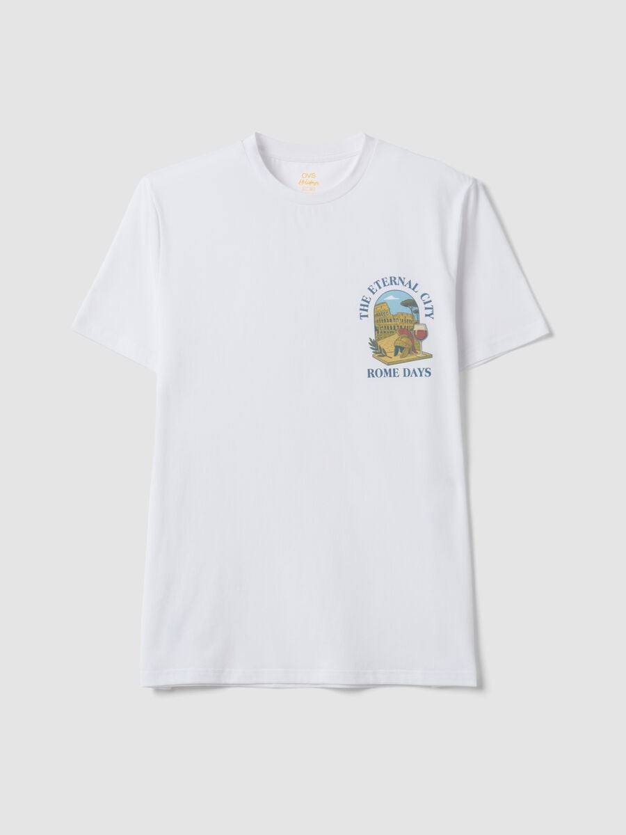 White short-sleeve pure cotton T-shirt, regular fit_4