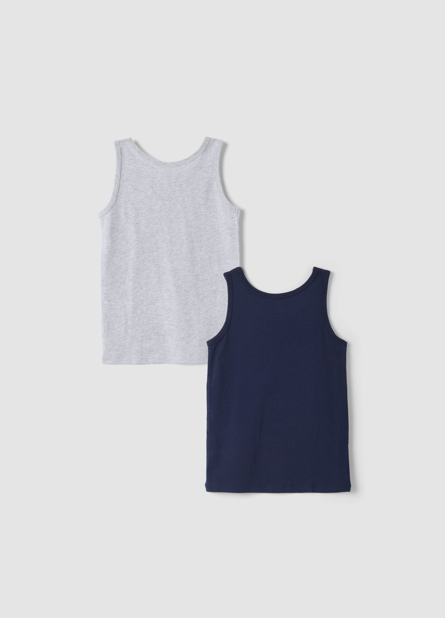 Bipack canotte blu e grigie in puro cotone organico girocollo