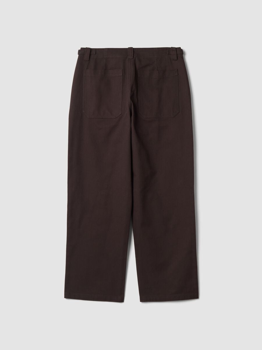 Pantaloni chino marroni in puro cotone baggy fit_2