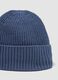 Blaue Strickm&uuml;tze mit Umschlag_2