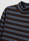 Brown striped stretch T-shirt with raised neck_1