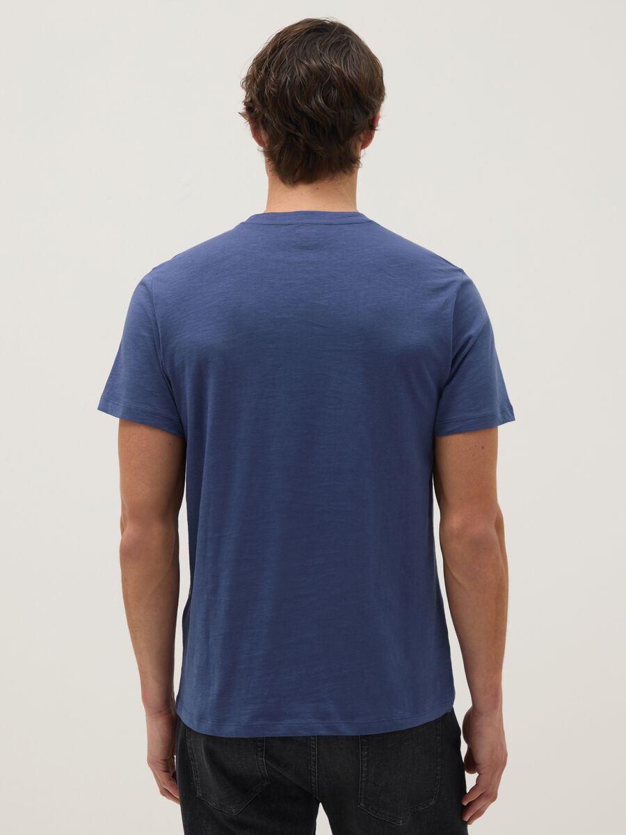 Regular Fit Blue Pure Cotton T-Shirt_2