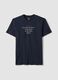 Blaues T-Shirt aus reiner Baumwolle mit Frontprint, Regular Fit_4