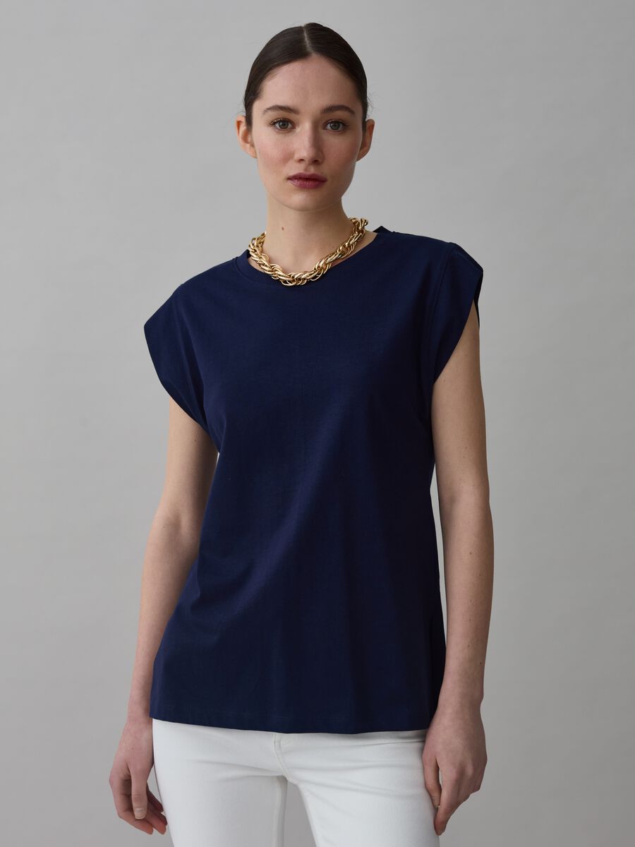 Sleeveless T-shirt with cut-out detail_0