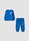 Completo jogging blu in puro cotone con stampa dinosauri over fit_0