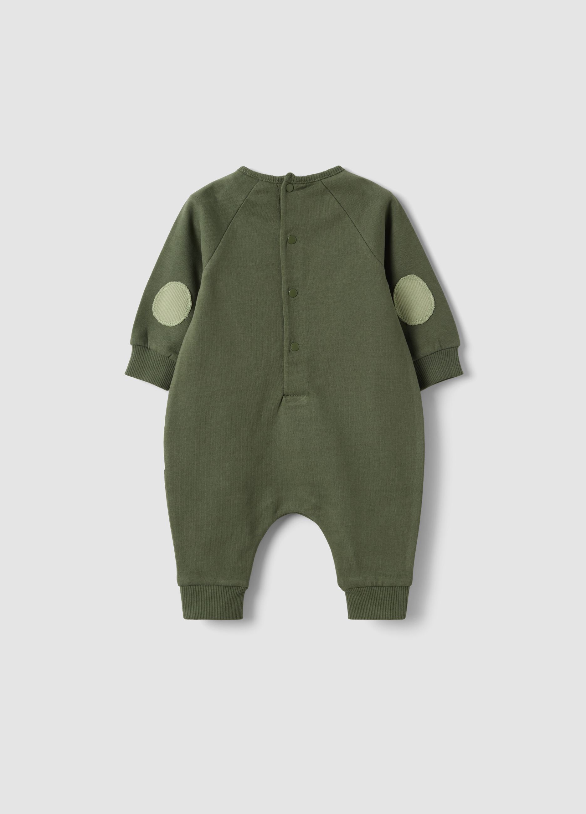 Green long-sleeved organic cotton baby sleepsuit