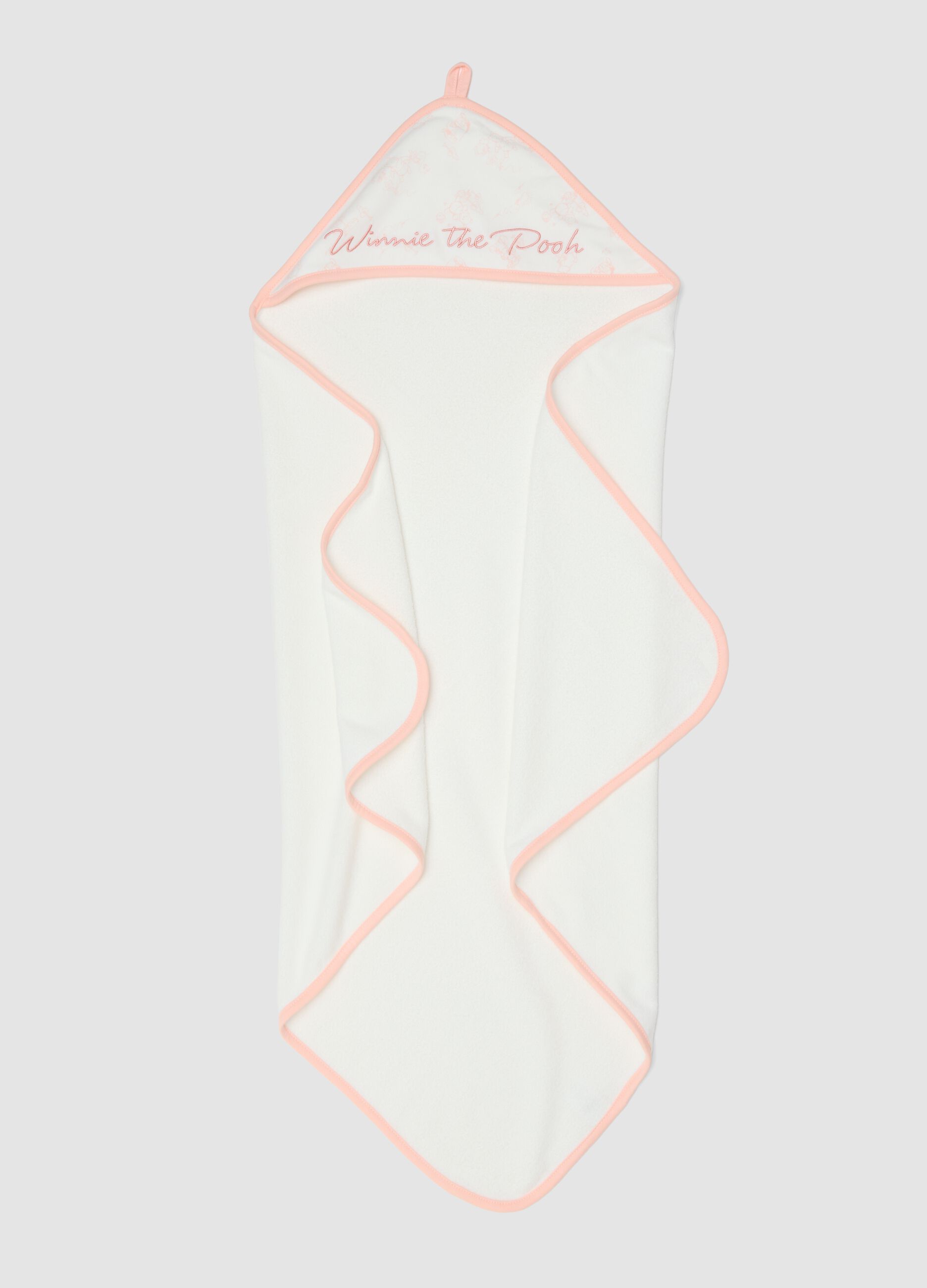 White organic cotton-blend baby girls&rsquo; bathrobe with Winnie-the-Pooh