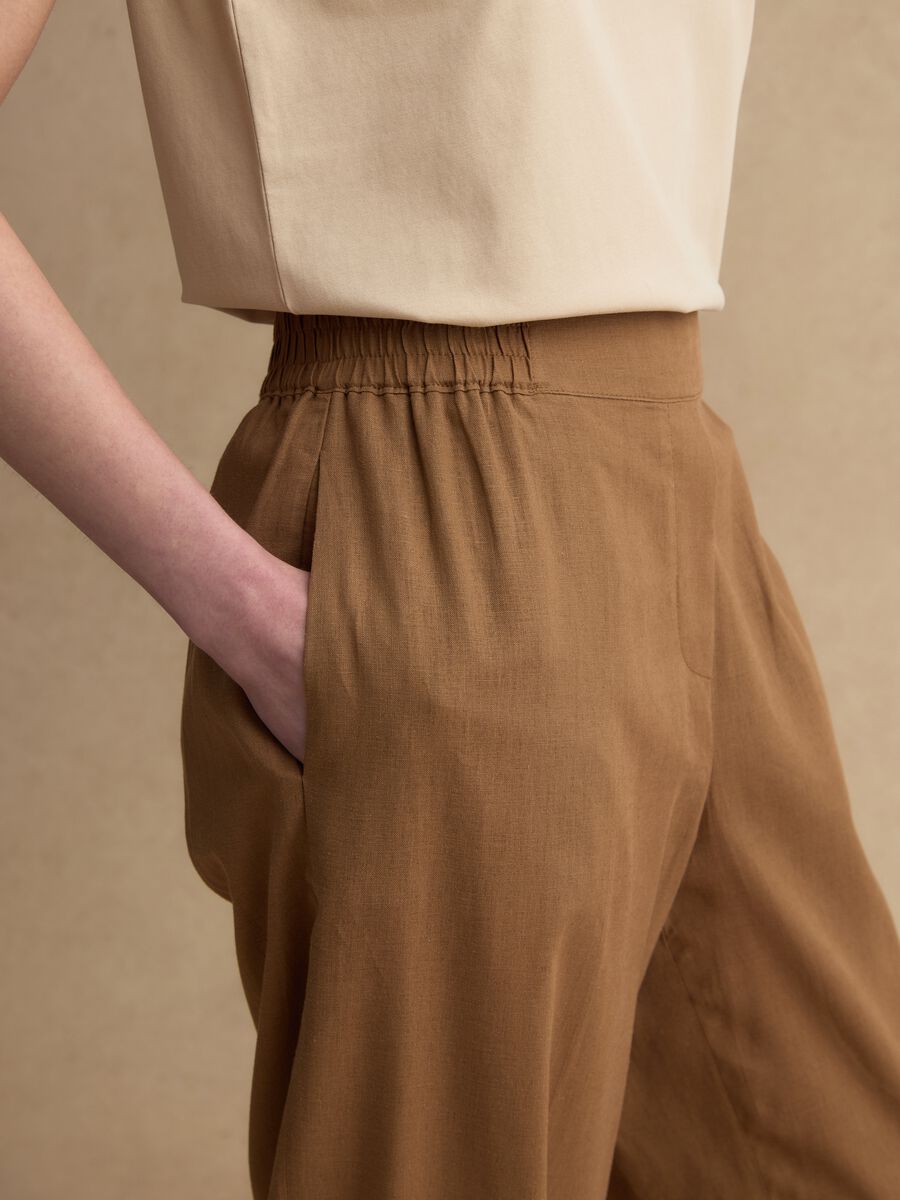 Braune Wide-Leg-Hose aus Leinenmischung_3