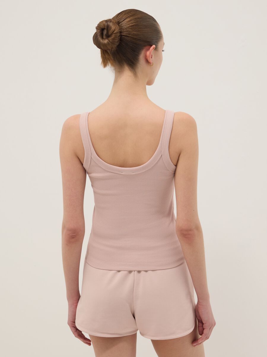 Pink fitted stretch cotton vest top_3