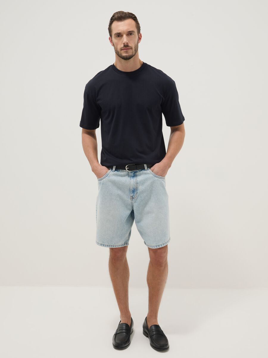 Hellblaue Baggy-Fit Denim-Bermudas aus Baumwollmix_0