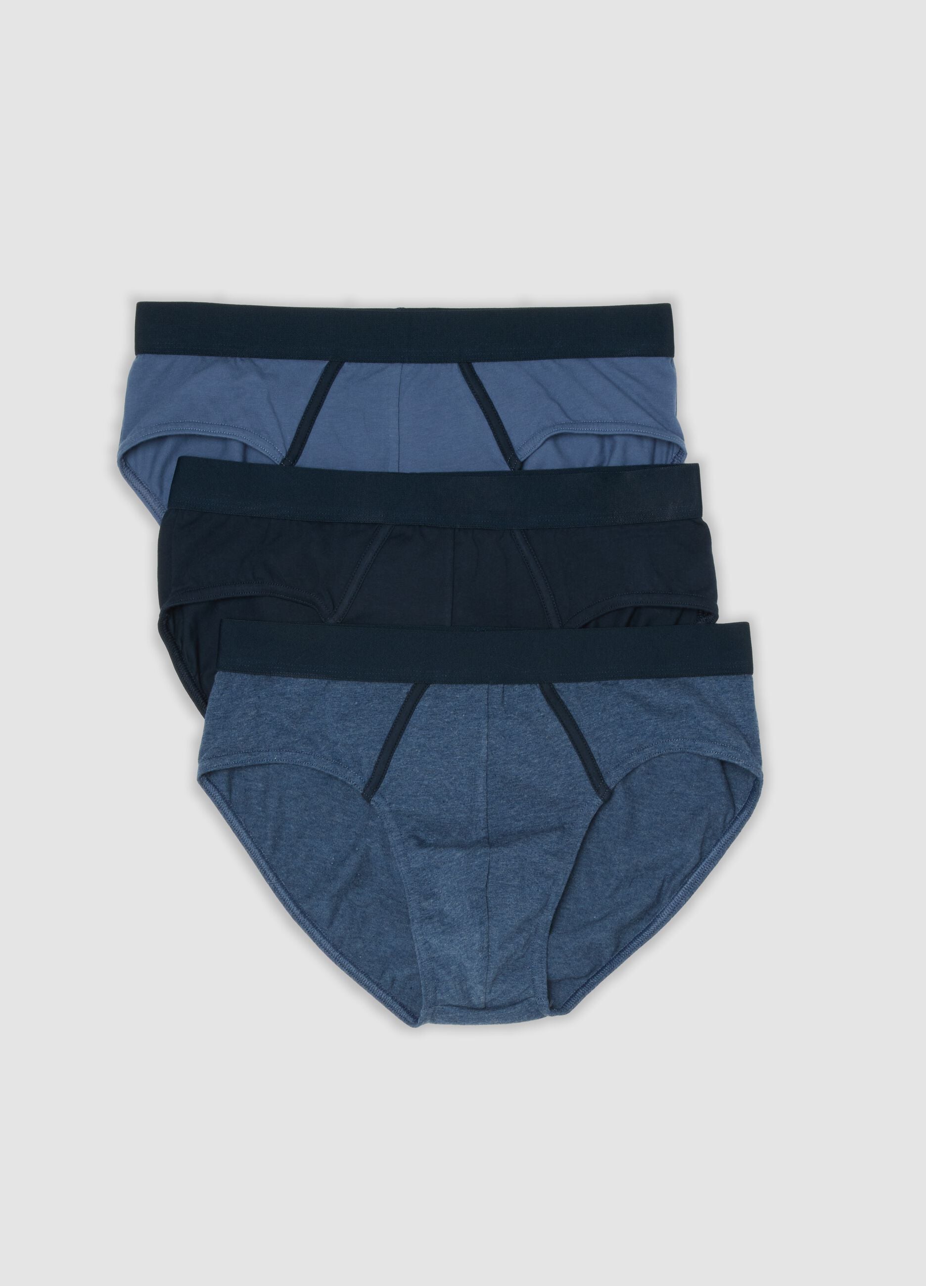 3er-Pack Slips in Blau und Schwarz aus elastischer Bio-Baumwolle