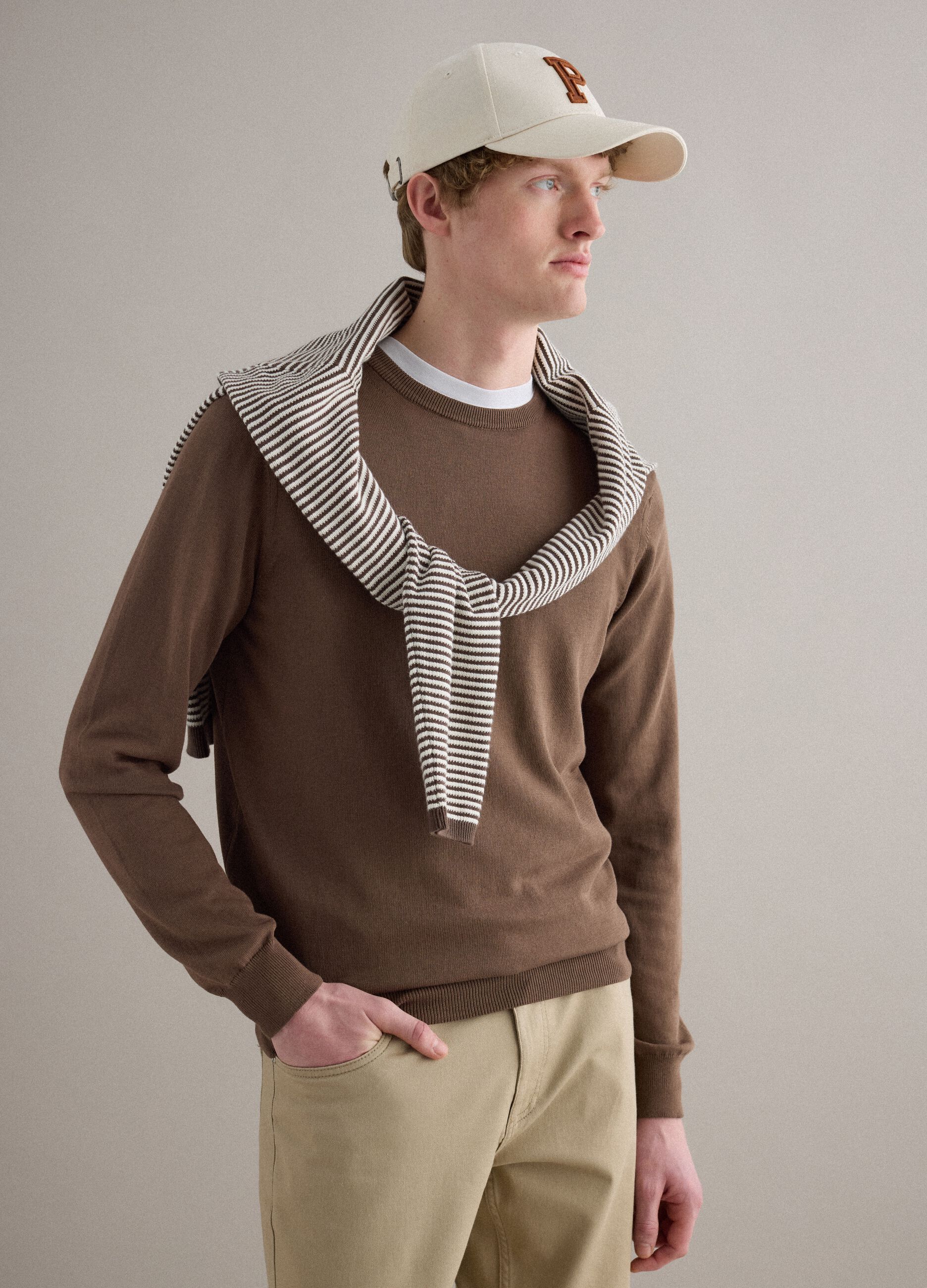 Brown Sweater in Pure Cotton