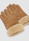 Brown genuine leather gloves with soft cuff_2