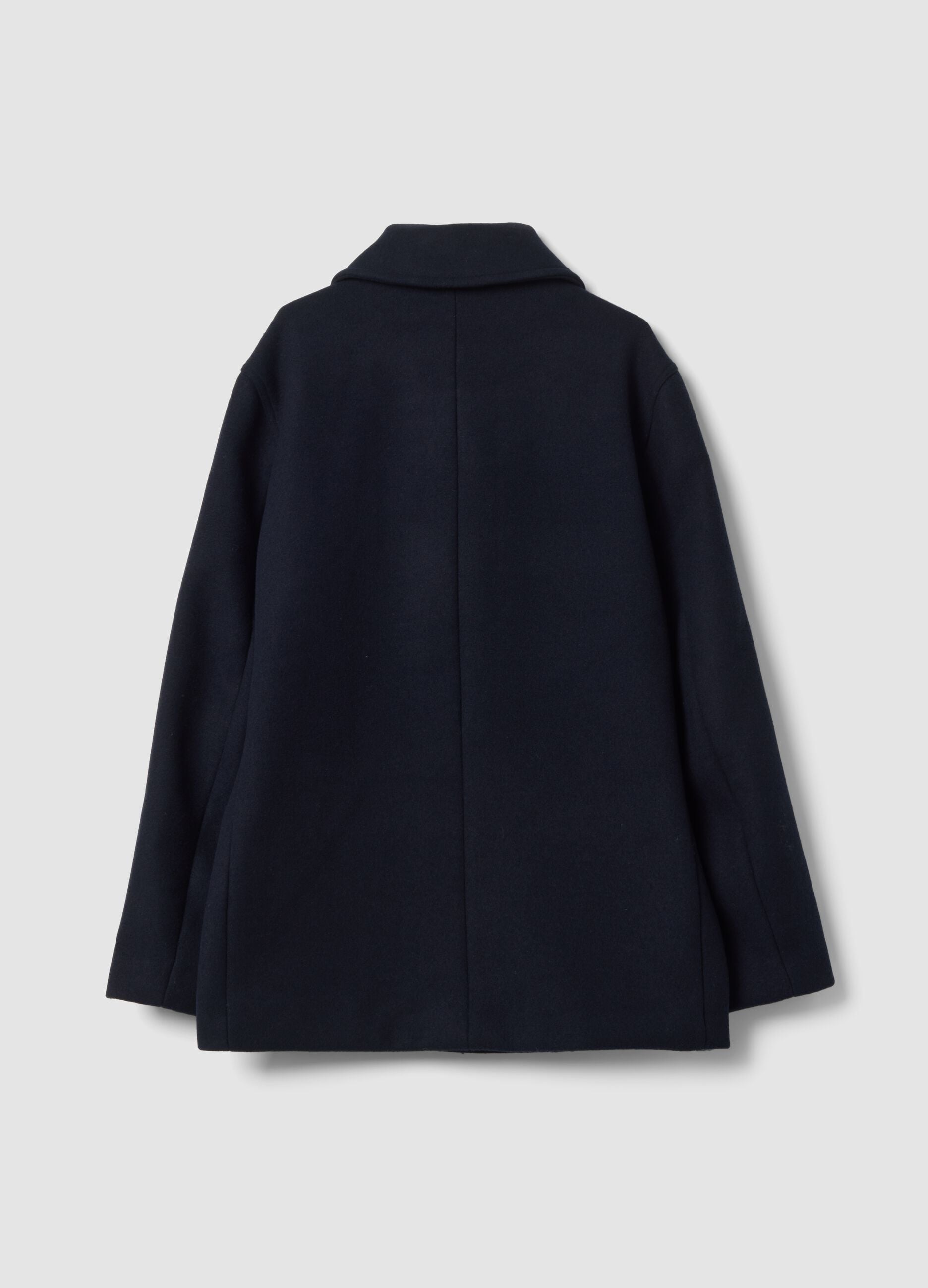 Cappotto doppiopetto blu navy in misto lana e viscosa regular fit