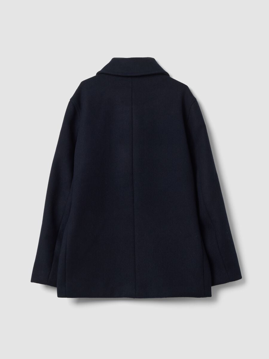 Cappotto doppiopetto blu navy in misto lana e viscosa regular fit_2