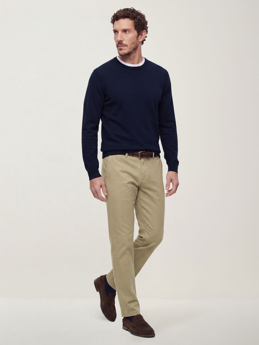 Navy crew-neck jumper in viscose blend, regular fit_1