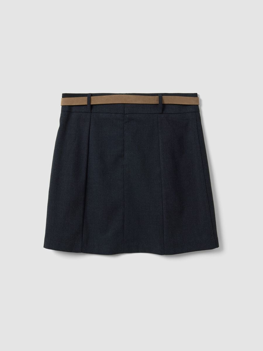 Grey stretch viscose mini skirt with belt_2