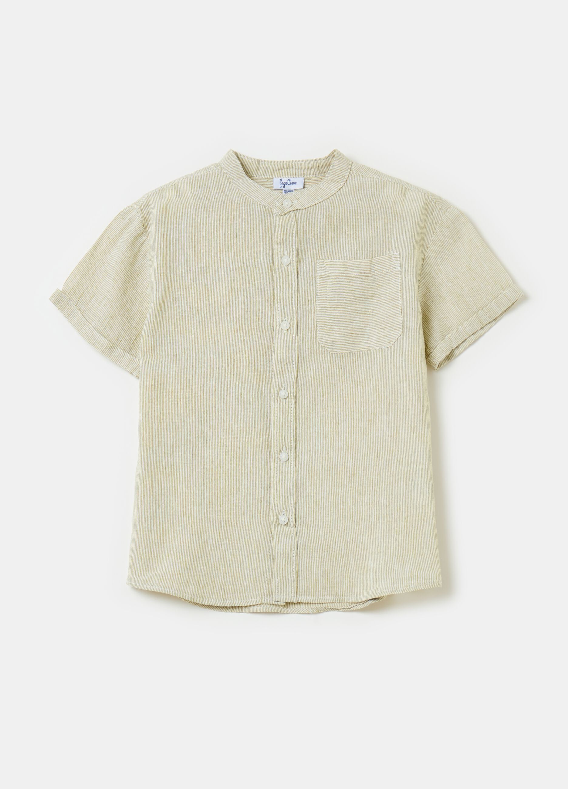Camisa de lino y algodón con bolsillo