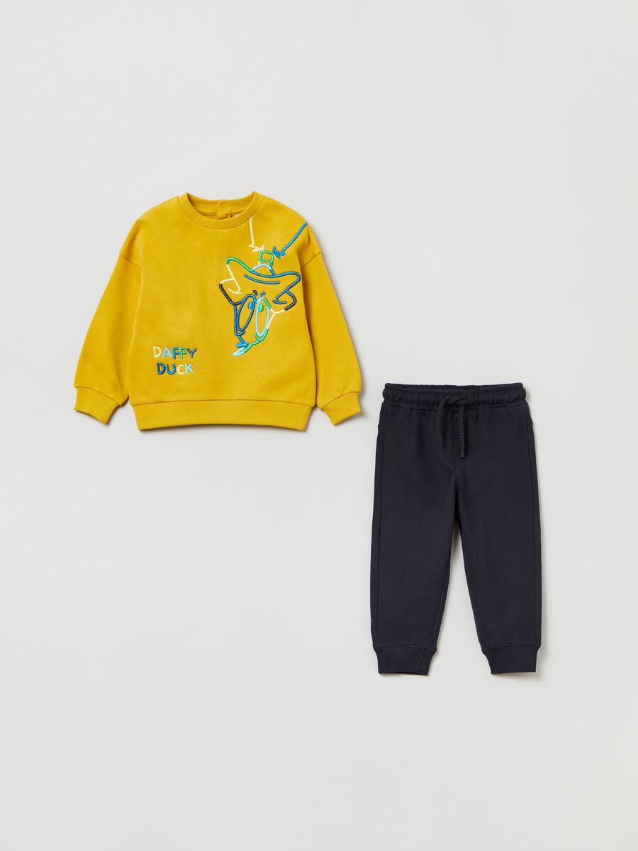 Jogging set in cotton with Daffy Duck embroidery_0