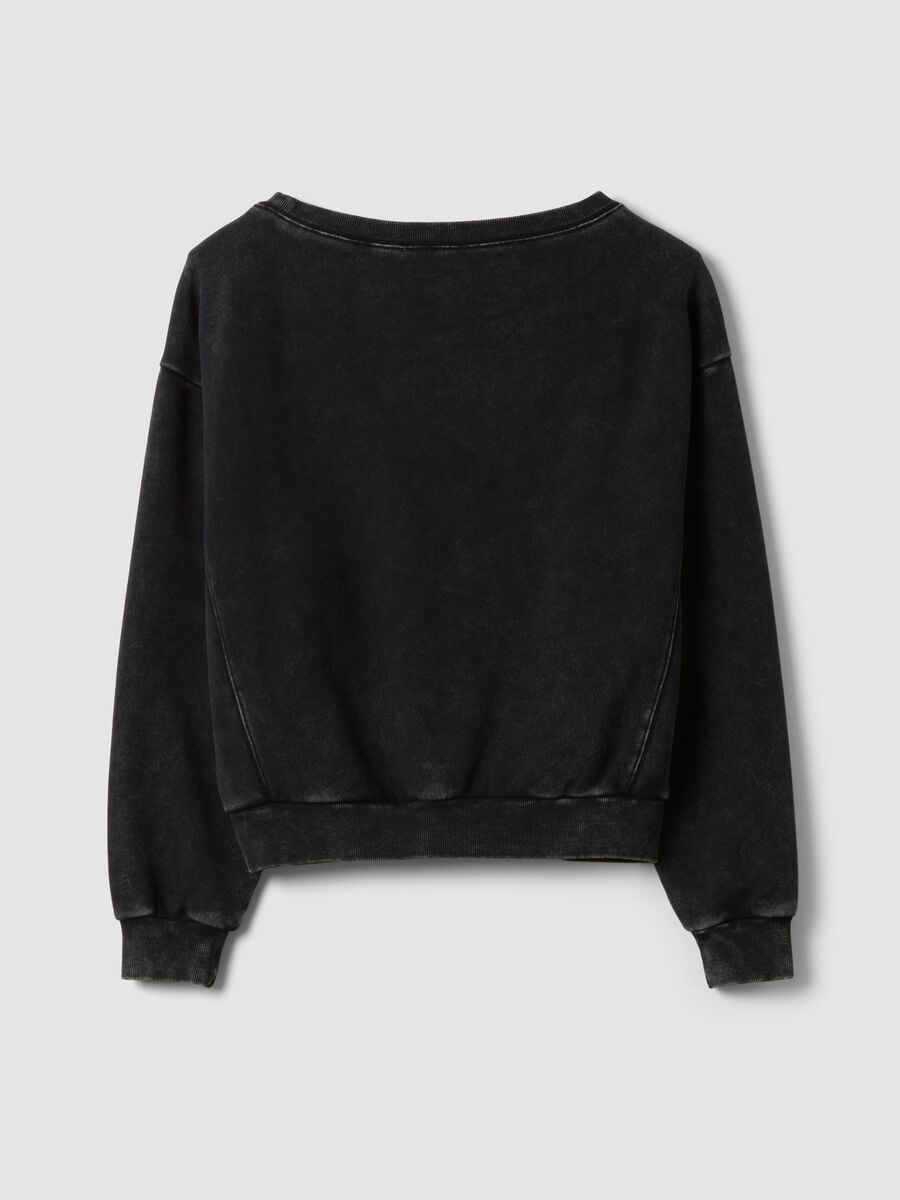Black cotton-blend sweatshirt with boat neckline_6