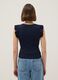 Slim fit blue pure cotton T-shirt with ruffles_2
