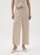 Beige Striped Wide Leg Trousers_1
