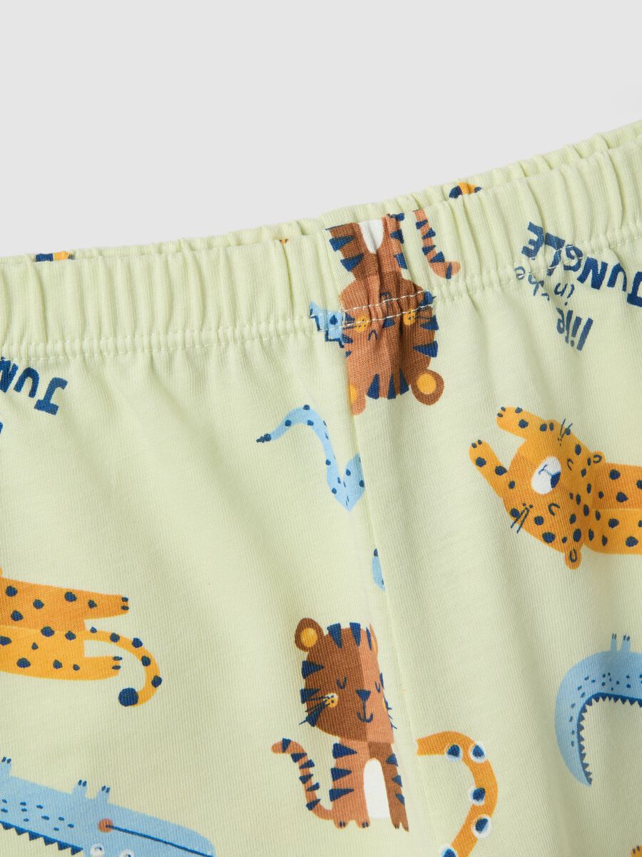 Regular fit green newborn pyjamas in pure cotton with animals_3