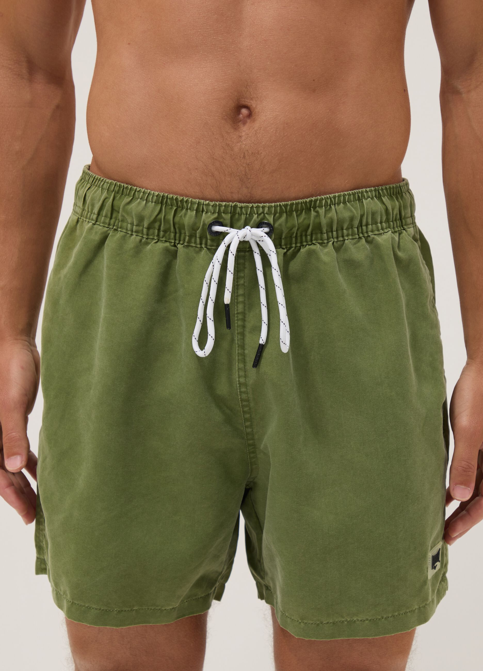 Sea-green boxer swim shorts with drawstring