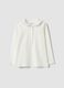 White long-sleeved polo in pure organic cotton_0