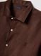 Brown short sleeve pure linen regular fit shirt_6