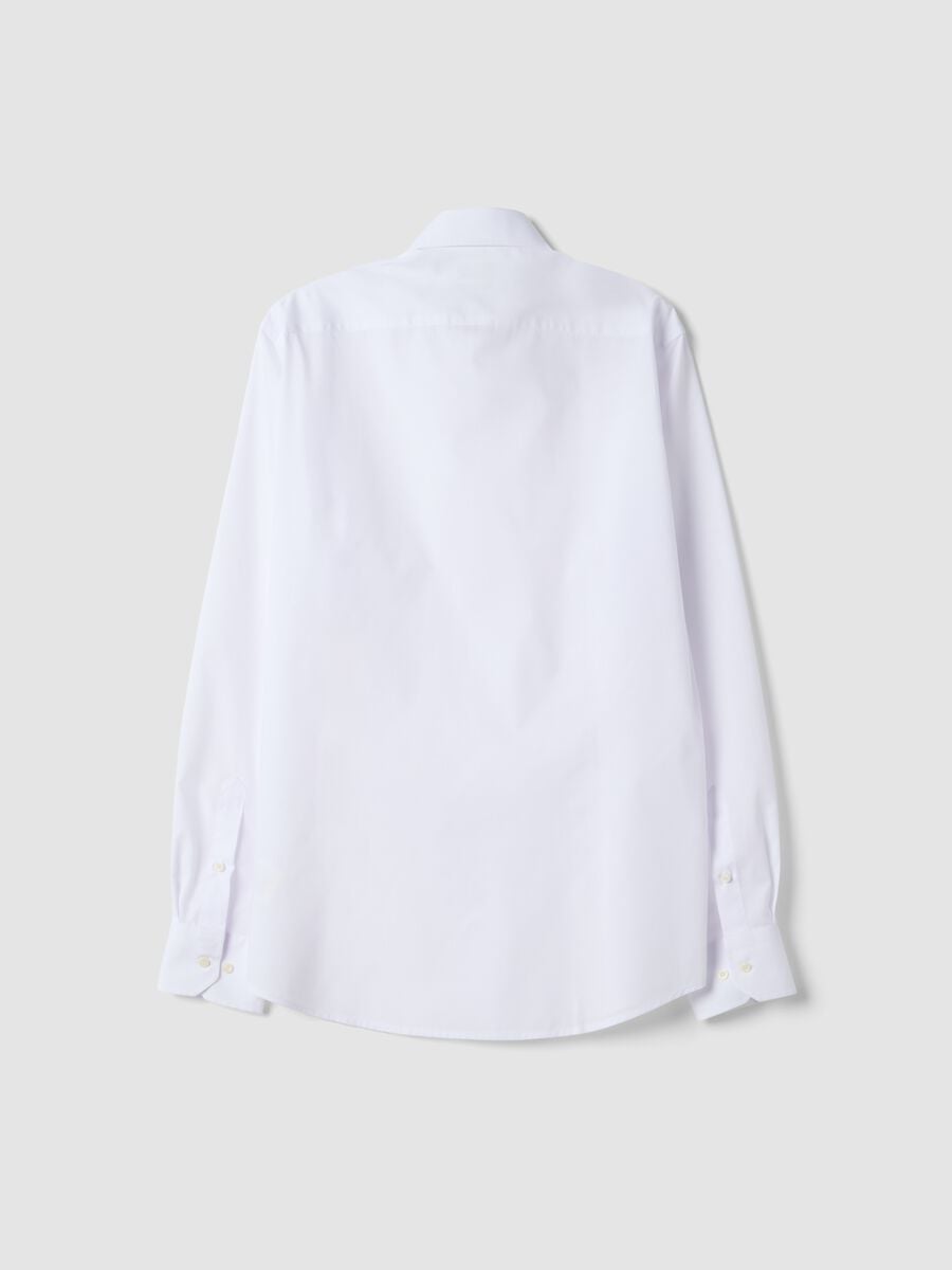 White button-down slim-fit long-sleeve Easy Iron shirt_2