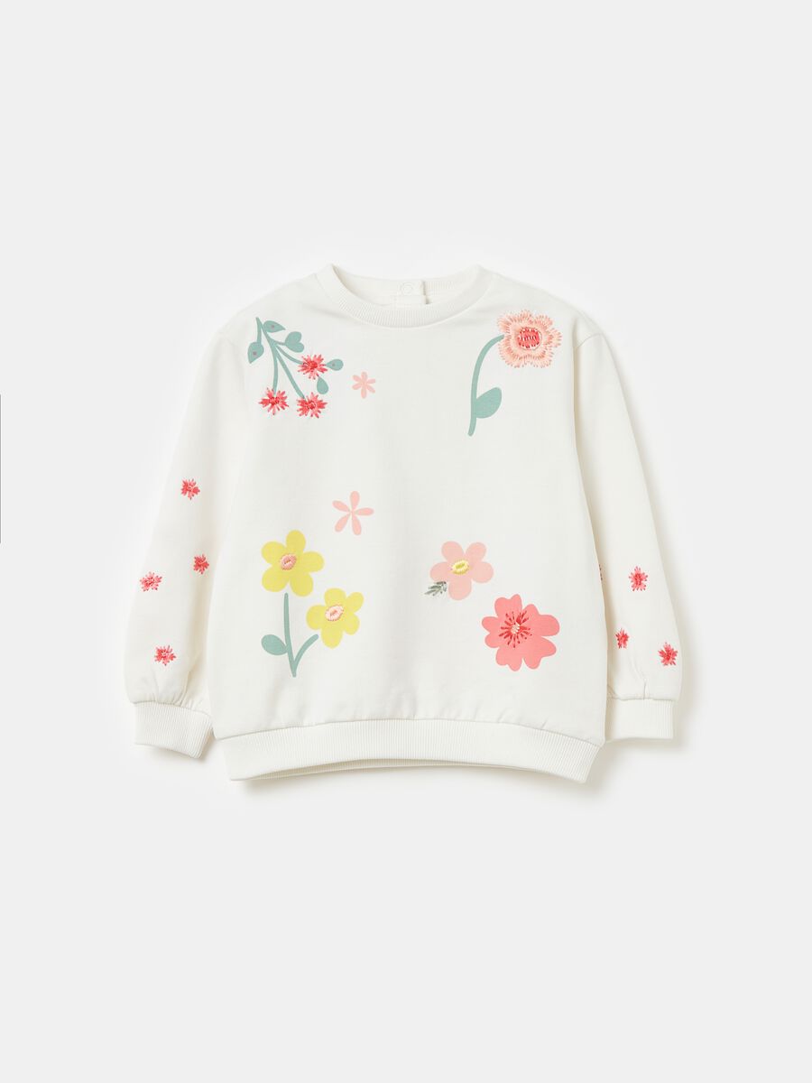 Sweatshirt with floral embroidery and print_0