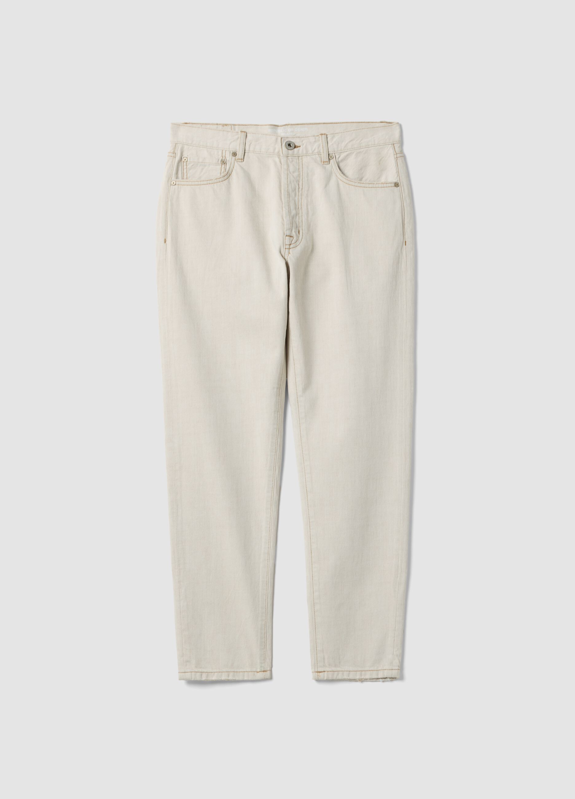 Beige Denim-Jeans aus reiner Baumwolle, Relaxed Fit