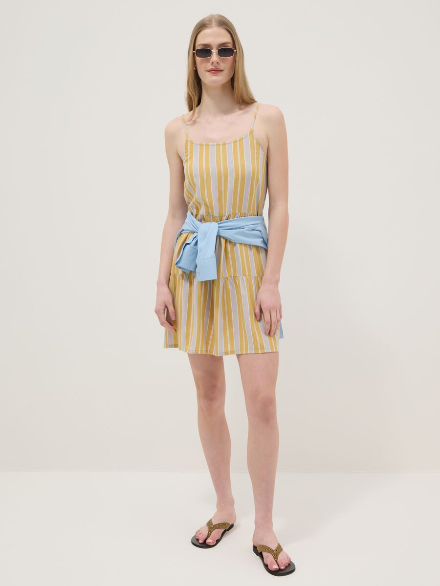 Yellow striped pure viscose dress_1