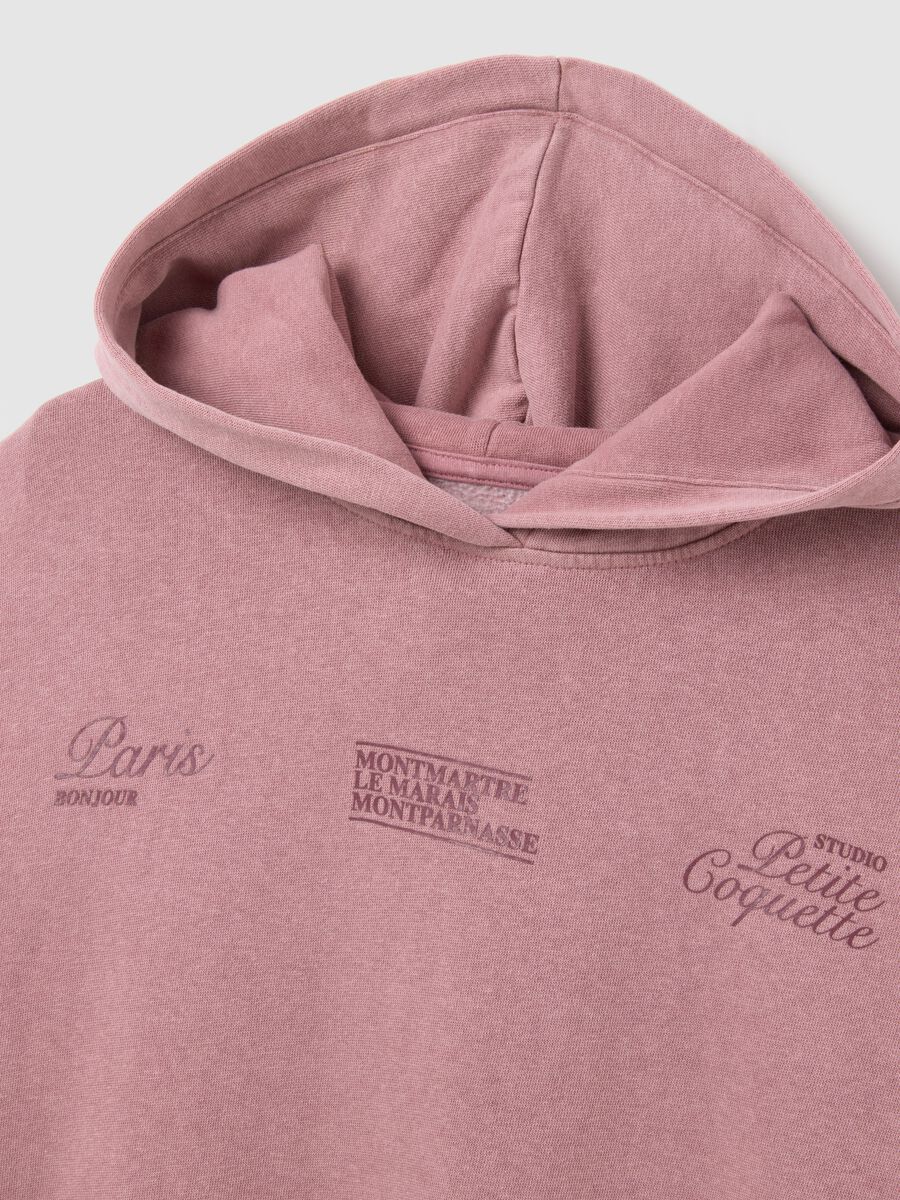 Pink cotton-blend regular fit sweatshirt with lettering_5