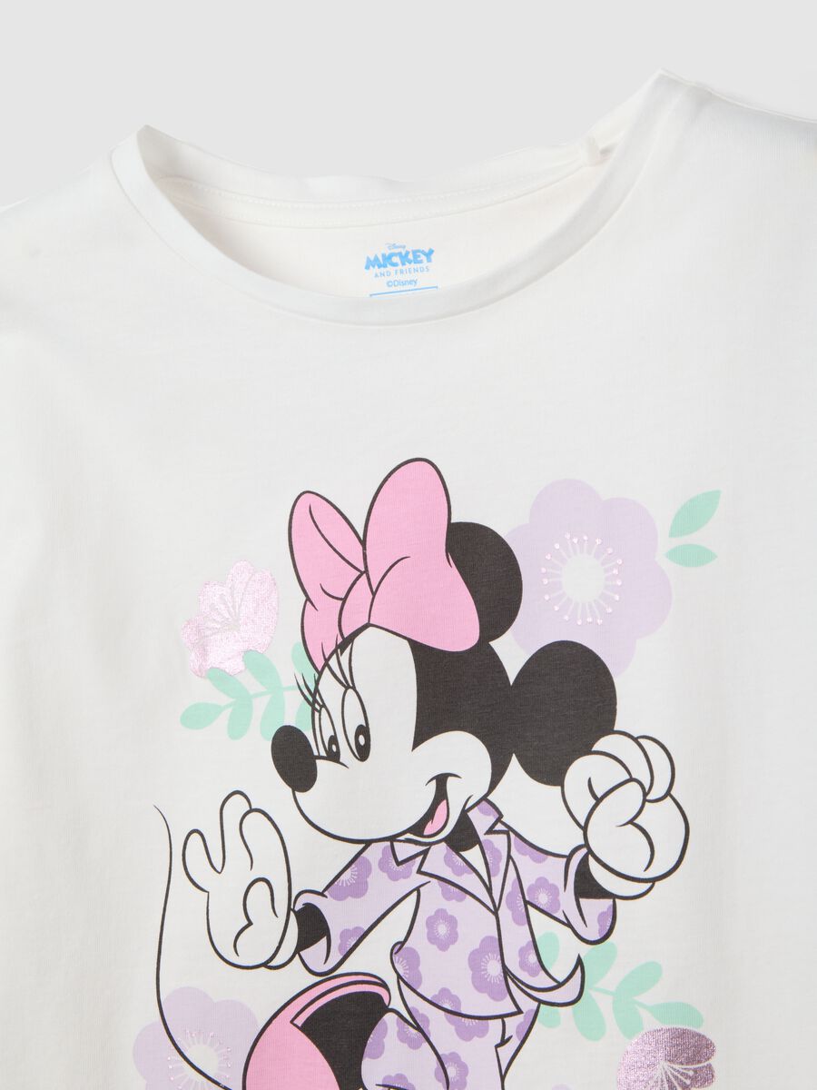 Girls' white pure cotton regular fit pyjamas featuring Minnie_2
