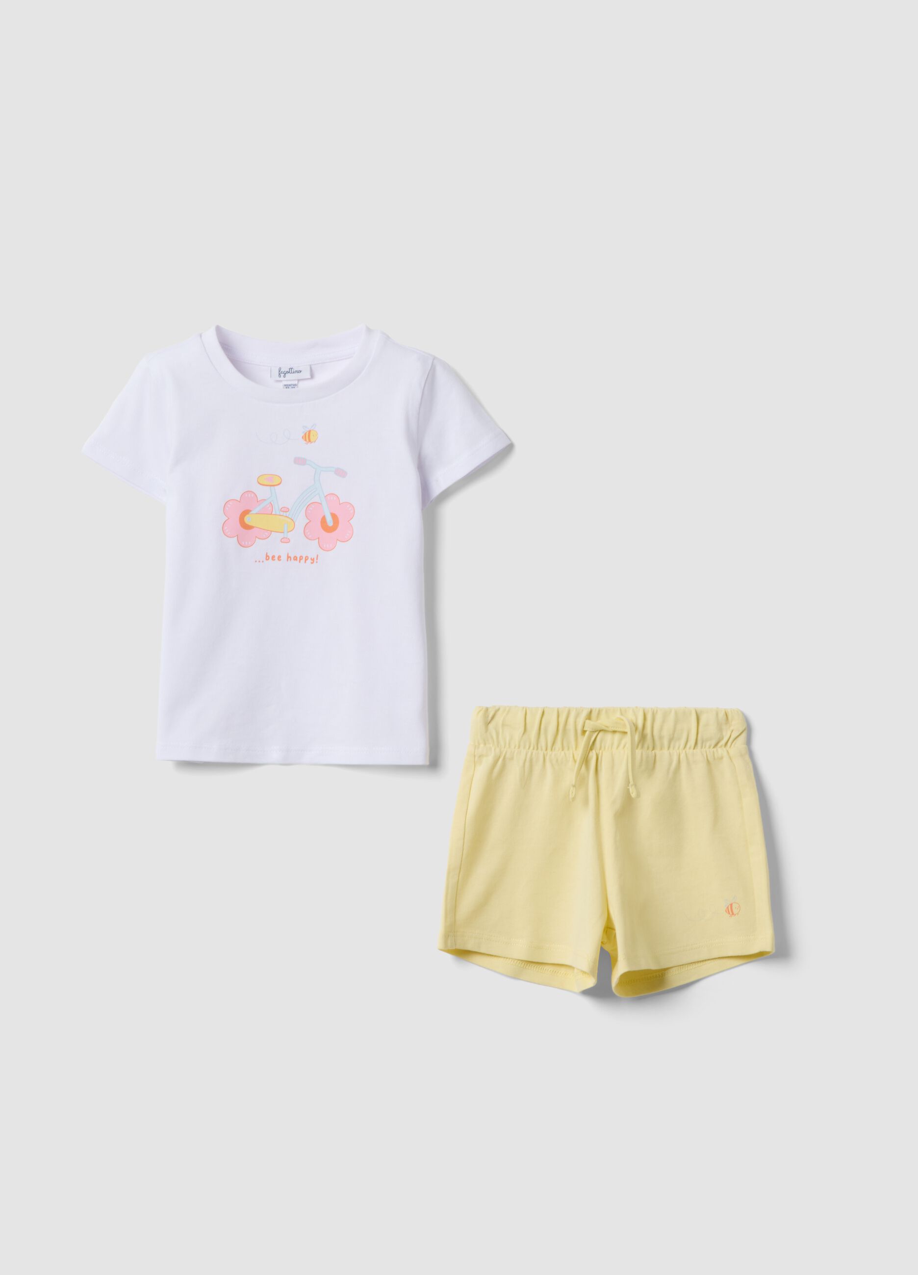 Girls' regular fit multicolour pure cotton t-shirt and shorts set