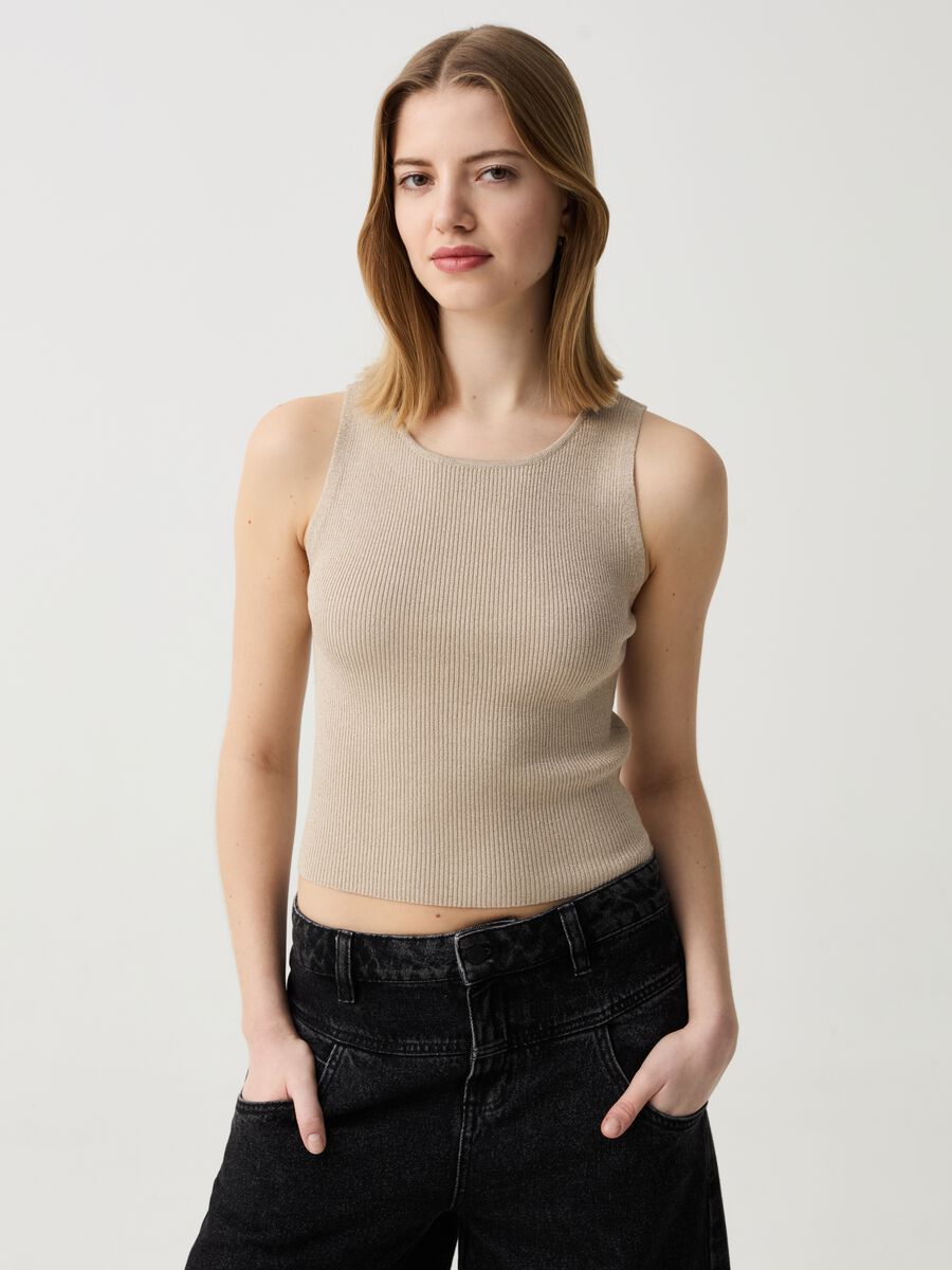 Ribbed tank top with lurex_0